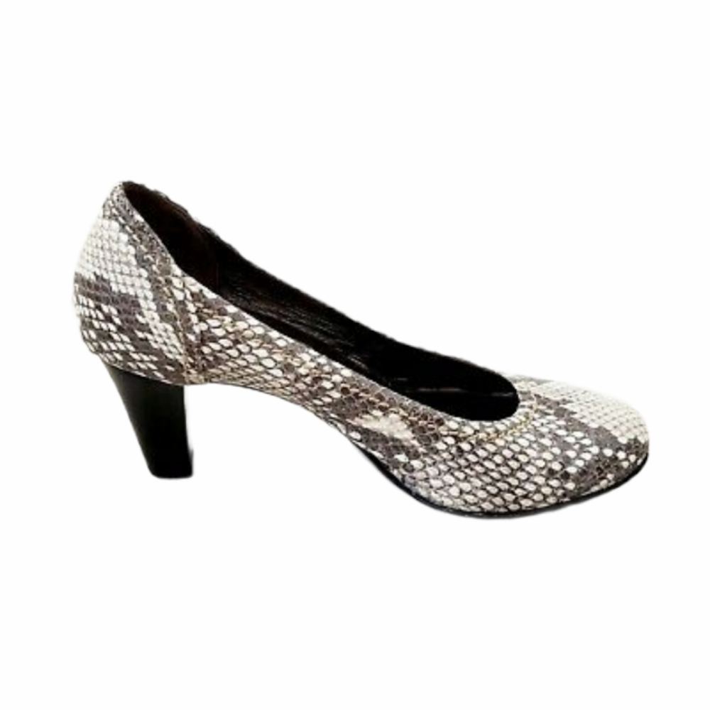 AGL Attilio Giusti Leombruni Snakeskin Pumps Heels Size 41 Size 11 Gray White